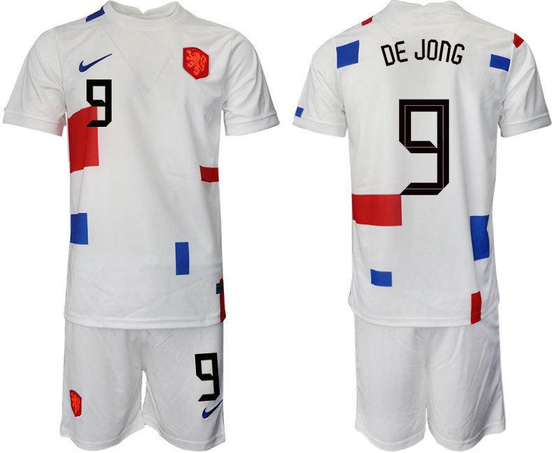 Men 2022 World Cup National Team Netherlands away white 9 Soccer Jersey